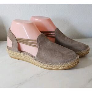 Toni Pons Nuria Espadrilles Taupe Suede Low Wedge Elastic Straps Sz 37/ 6.5 US
